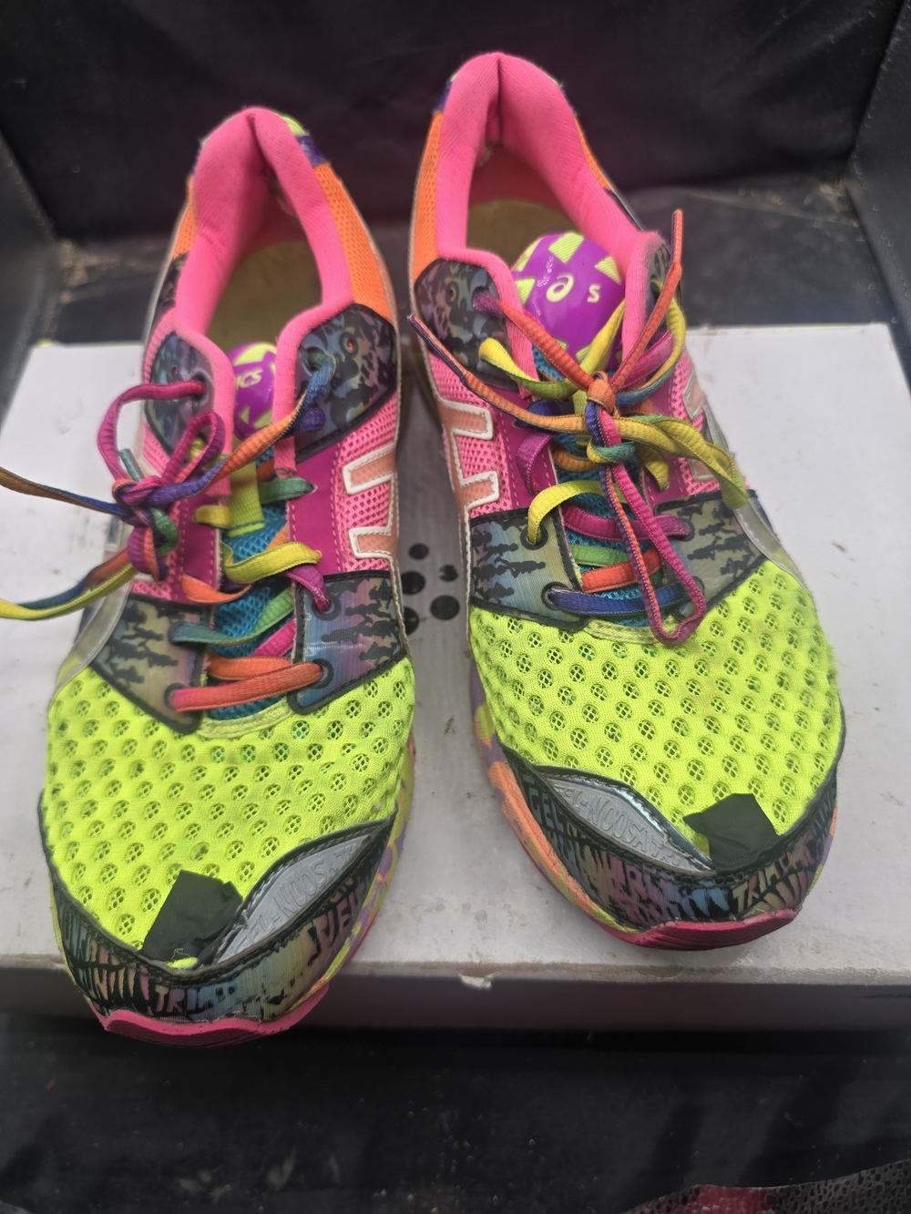 ASICS Neon Yellow Pink Multi-Accent Women's Athletic Running Shoes